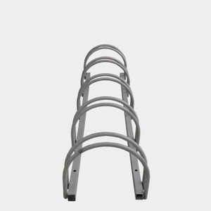 Soporte para bicicletas industrial comercial plateado para montaje en riel que ahorra espacio