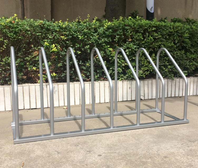 Soporte de estacionamiento de bicicletas de metal tipo U para exteriores con 6 soportes