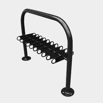 Rack de soporte de scooter de doble cara con recubrimiento de polvo negro para escuelas